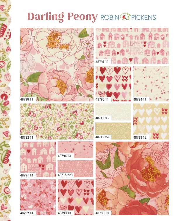Peonies Large Floral Watercolor, Darling Peony Cream, Robin Pickens, Moda Fabrics