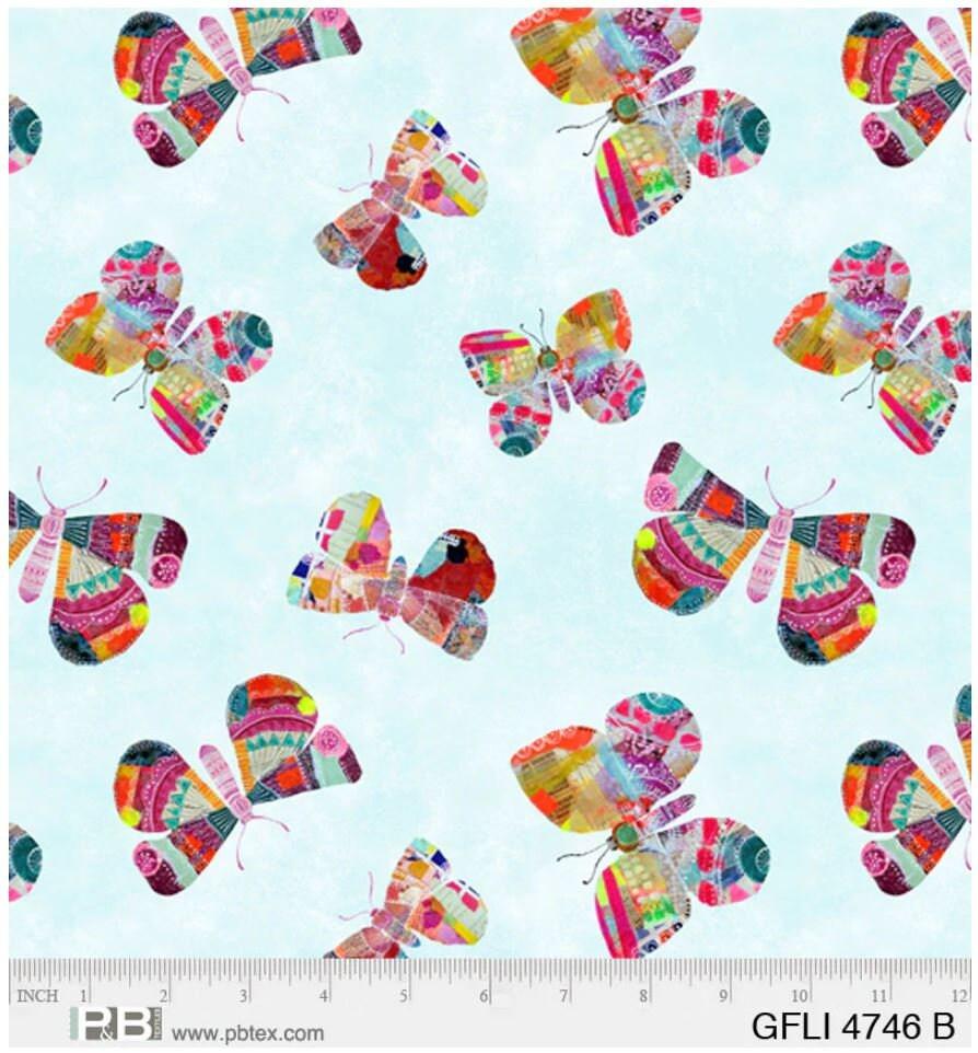 Collage Butterflies, Geometric Cotton, Eulalia Mejia, Garden Flight, P&B Textiles