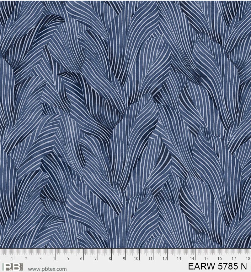 108in Earth Tone, Tonal Leaves, Blue Cotton Wideback, P&B Textiles