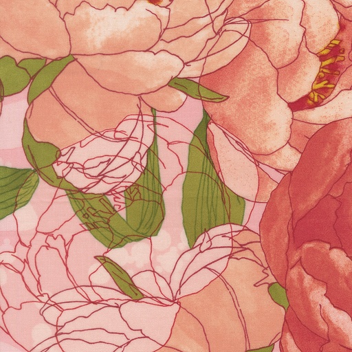 [48790 13] Peonies Large Floral Watercolor, Darling Peony Cotton Candy, Robin Pickens, Moda Fabrics