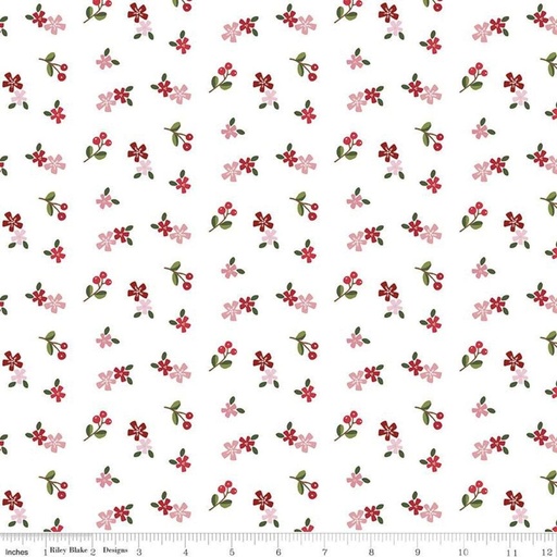 [C10884 WHITE] Holly Holiday Ditzy White, By Christopher Thompson, Riley Blake Designs