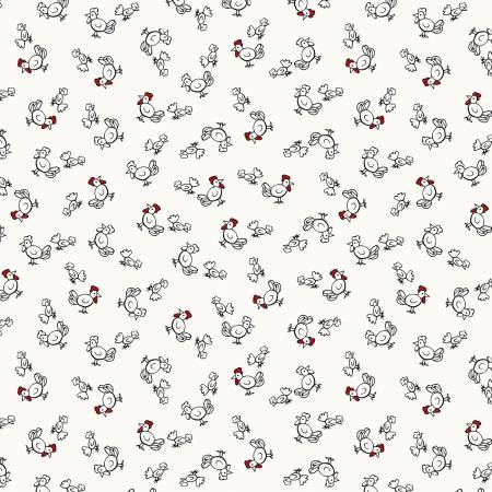 [7196S-39] Chicken Fabric, Zooming Chickens, StudioE Fabric
