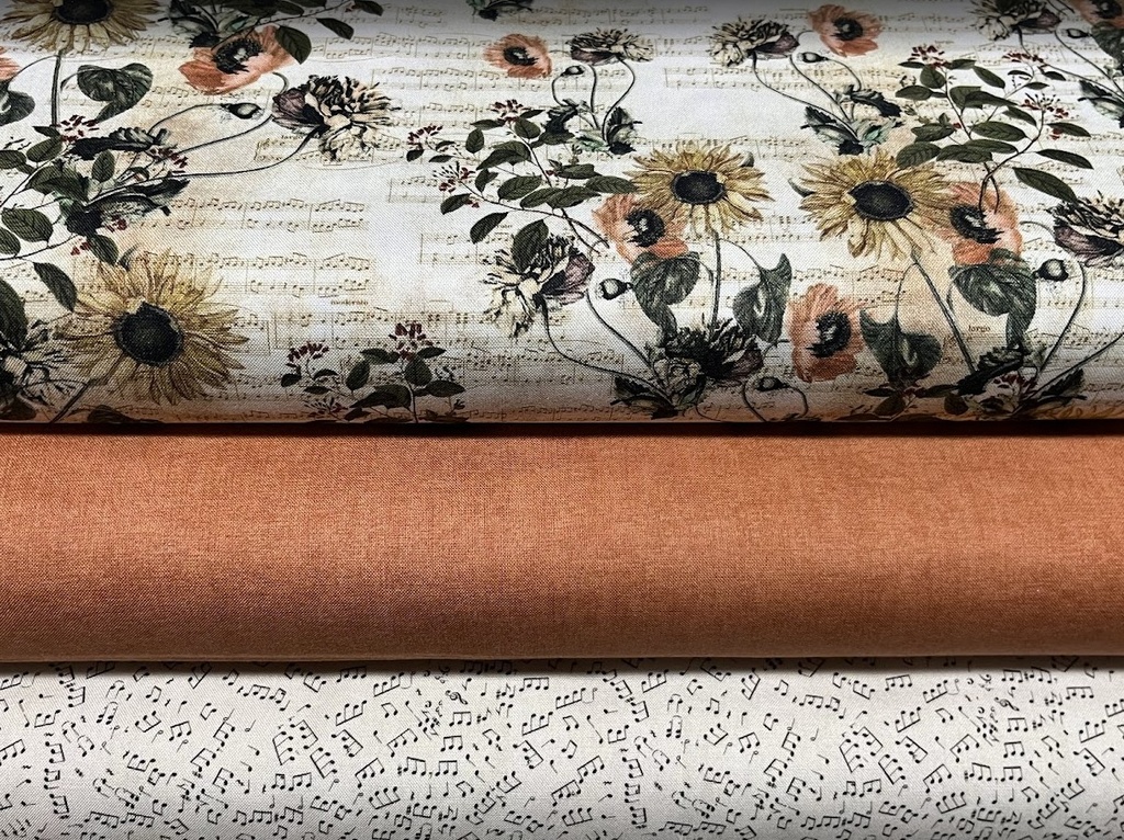 Sheet Music and Flowers, Classically Yours, Stof Fabrics, Blank Quilting