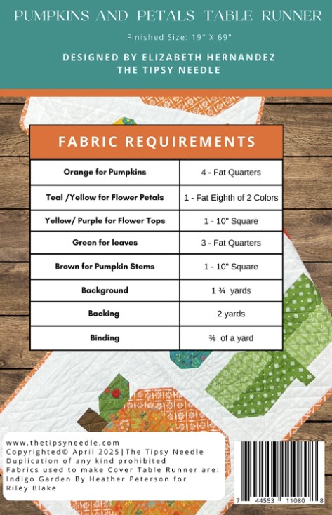 Pumpkin and Petals Table Runner, Elizabeth Hernandez, The Tipsy Needle