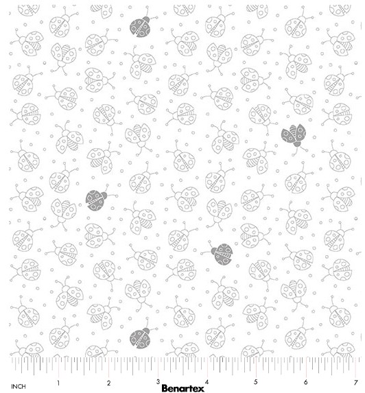 Lady Lucky Bug White, Benartex Fabrics