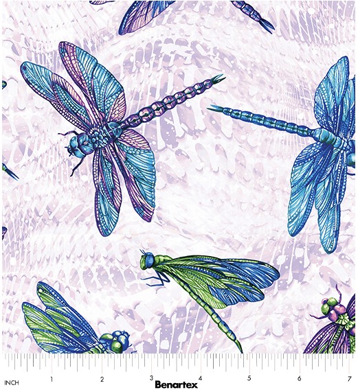 Dragonfly Light Lavender, On Dragonfly Wings, Ann Lauer, Benartex