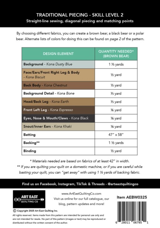 Bear-Wildered Quilt Pattern by Art East Quilting Co