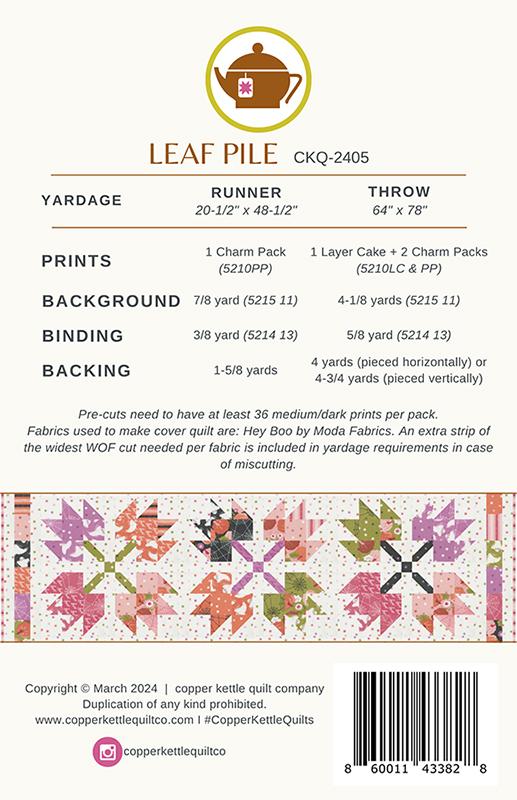 Leaf Pile Quilt Pattern, Charm Pack Friendly, Copper Kettle, Moda Fabrics