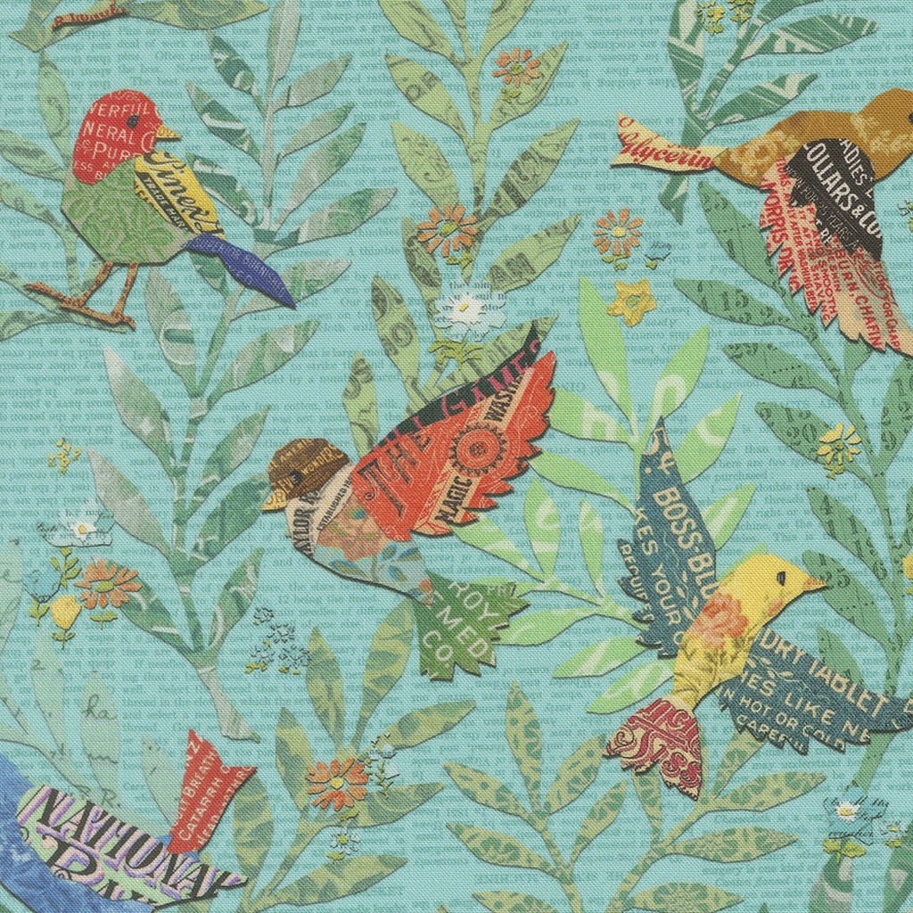 Birdy Novelty Birds Newspaper, 39560 17, Paper Hamlet, Cathe Holden, Moda Fabrics