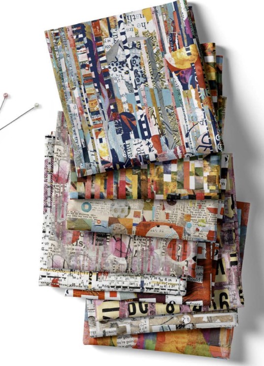 Parchment Newspaper with Abstract Shapes, Spread the Word, Kathryn Kramer Waters, Blank Quilting