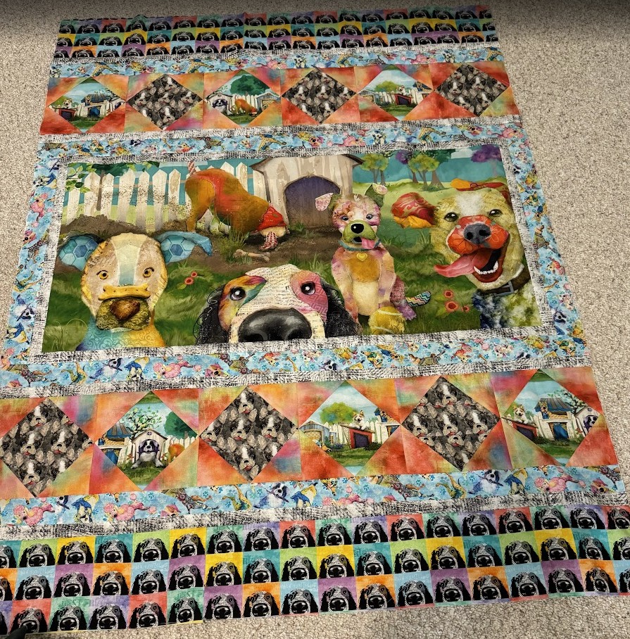 Raise The Woof 2 Panel Quilt Kit, Connie Haley, 3 Wishes Fabric
