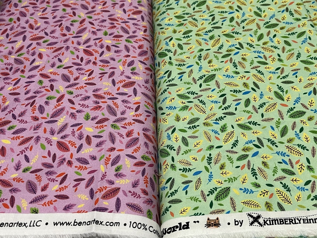 Scattered Leaves Pink, Cheeto's World, Kimberly Einmo, Benartex