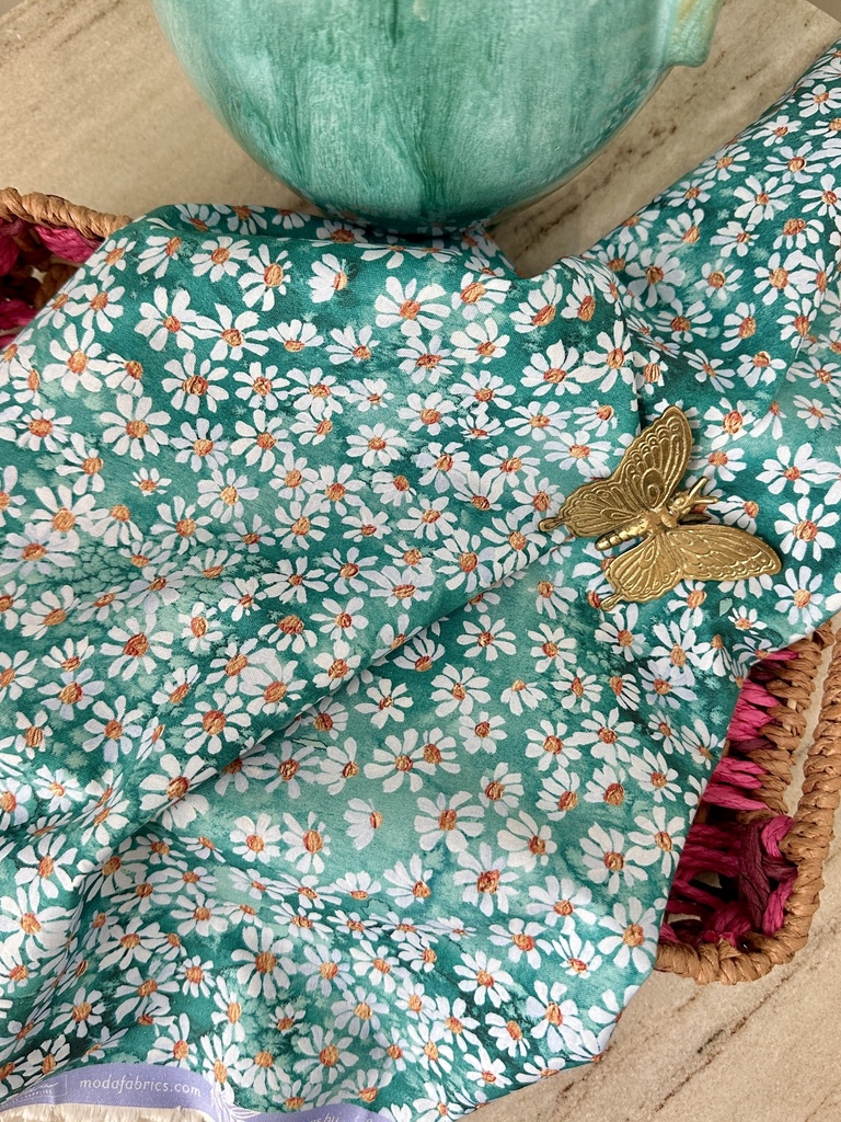 Small Floral Watercolor, Soulstice Turquoise, Create Joy Project, Moda Fabrics