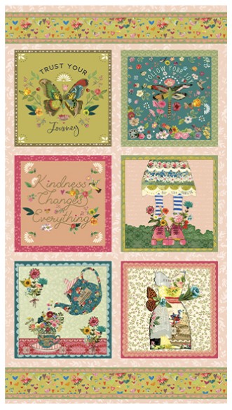 Follow Your Joy Panel, Kelly Rae Roberts, Benartex Fabrics