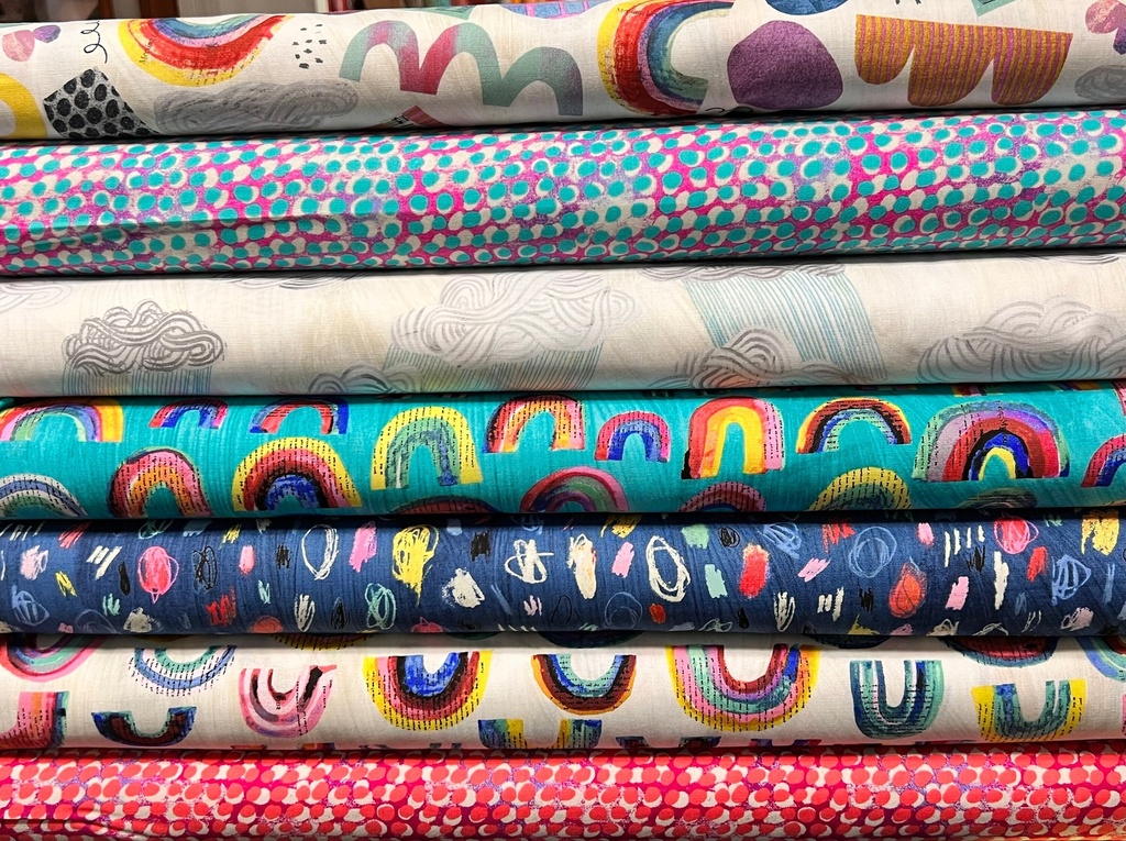 Paper Rainbows Turquoise, Happy by Carrie Bloomston, Windham Fabrics (copy)