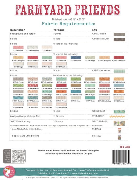 Farmyard Friends Quilt by Lori Holt, Bee in my Bonnet