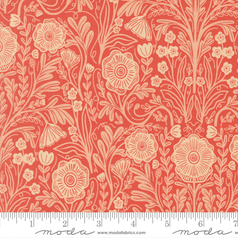 Poppy Florals Tomato, The Henhouse, Gingiber, Moda Fabrics