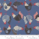Tossed Chickens Light Blue, The Henhouse, Gingiber, Moda Fabrics