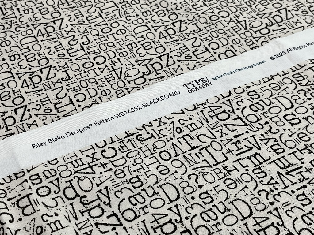 107/108in TYPE/ography Wideback, Lori Holt, Vintage Blackboard, Riley Blake