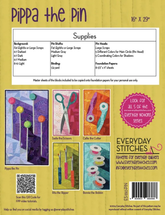 Pippa the Pin Quilt Pattern, Everyday Stitches