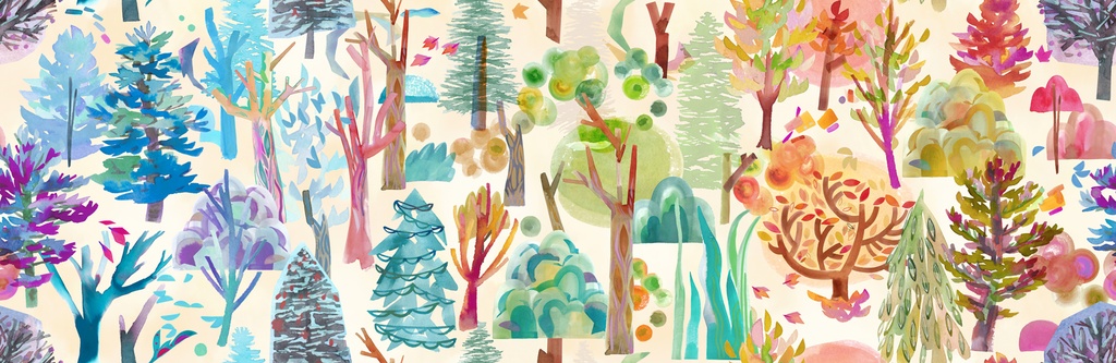 Forest Seasons Ombre Landscape, Northern Brights, Amarilys Henderson, Moda