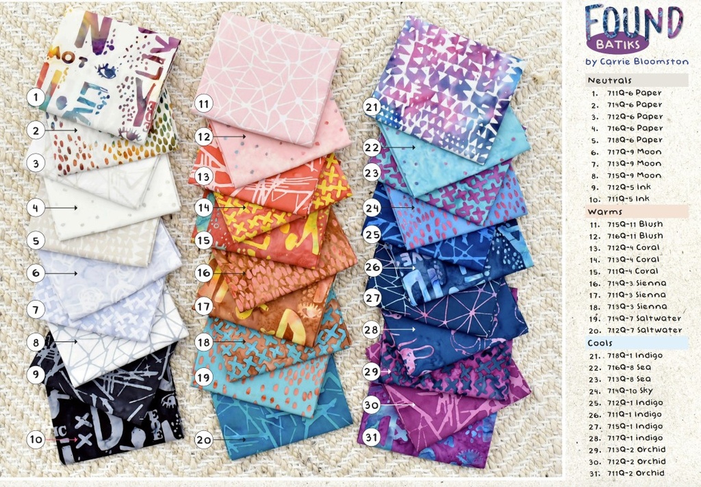 Found Batiks, Carrie Bloomston, Anthology Fabrics