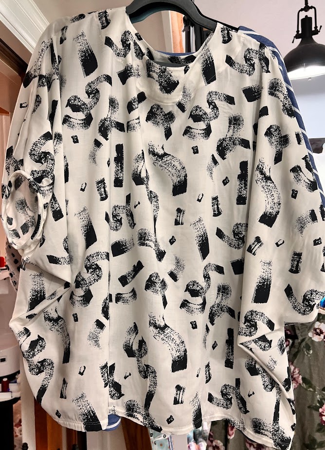 black and white Abstract Print Rayon Fabric, Expressions, Art Gallery Fabrics