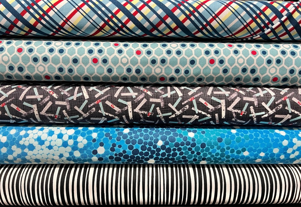 Irregular Stripe, Yardage, Zooming Chickens, StudioE Fabric