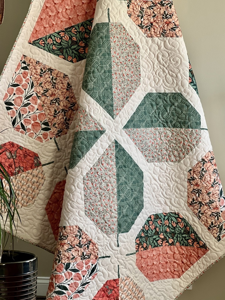 Rosy Deco Organic Cotton, Floribunda Light Coral/Green, Amy MacCready, Cloud9 Fabrics