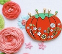 Vintage Tomatoe Floral Pin Cushion Needle Minder, Beverly McCullough, Flamingo Toes