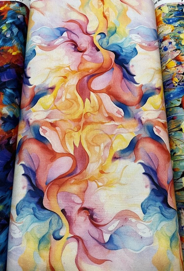 Swirls Watercolor, Hummingbird Bouquet, Shawna Stewart, StudioE Fabrics