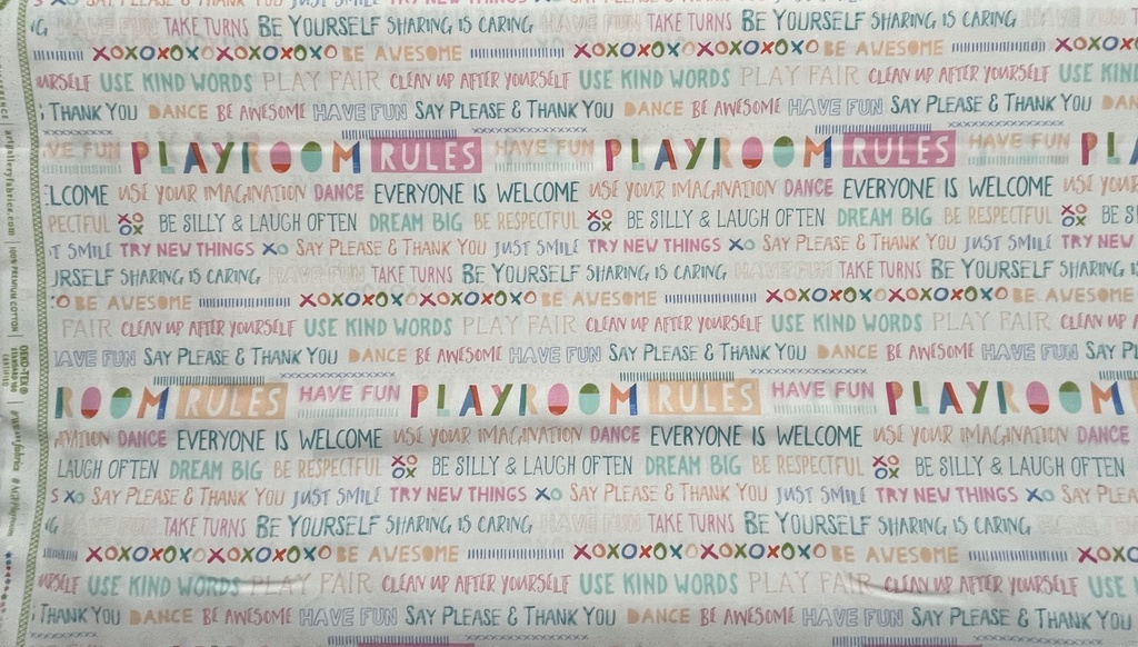 Playroom Rules, Word Fabric, PLR-89810, Art Gallery Fabrics