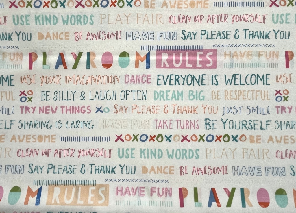 Playroom Rules, Word Fabric, PLR-89810, Art Gallery Fabrics