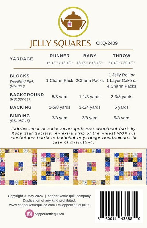 Jelly Squares Pattern, Copper Kettle, Moda Fabrics