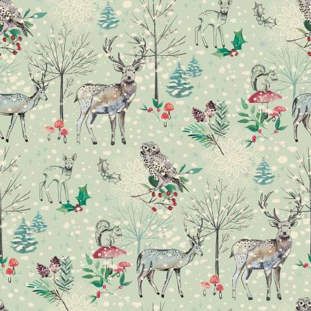 Winter's Tale Light Sage, Winter Haven, Rachel Rossi, Benartex Fabrics