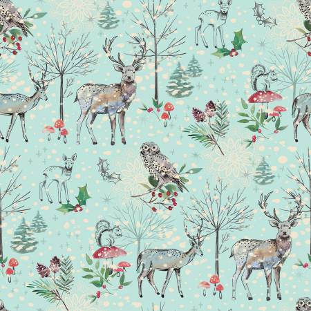 Winter's Tale Light Turquoise, Winter Haven, Rachel Rossi, Benartex Fabrics