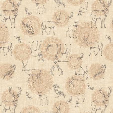 Winter Waltz Tan, Winter Haven, Rachel Rossi, Benartex Fabrics