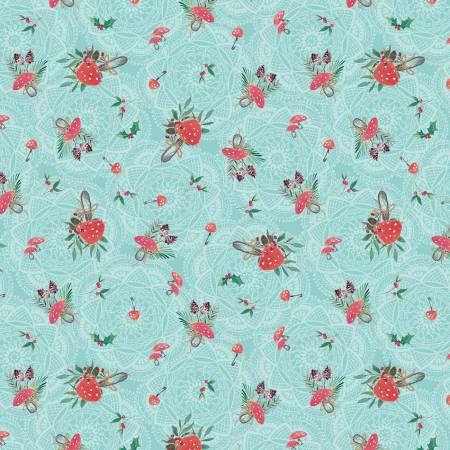 Forest Gathering Turquoise, Winter Haven, Rachel Rossi, Benartex Fabrics