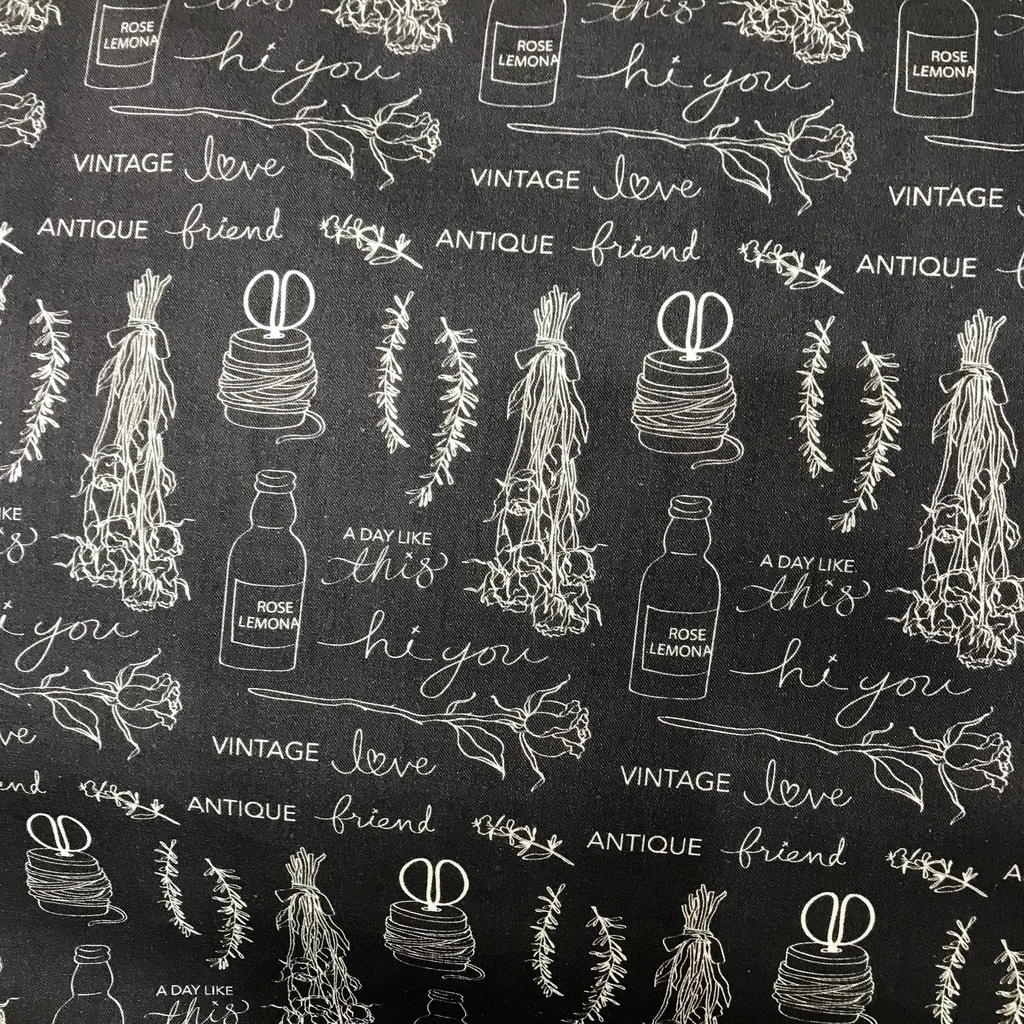 108" Idyllic Text, Minki Kim, WB9887-Navy, Riley Blake Designs