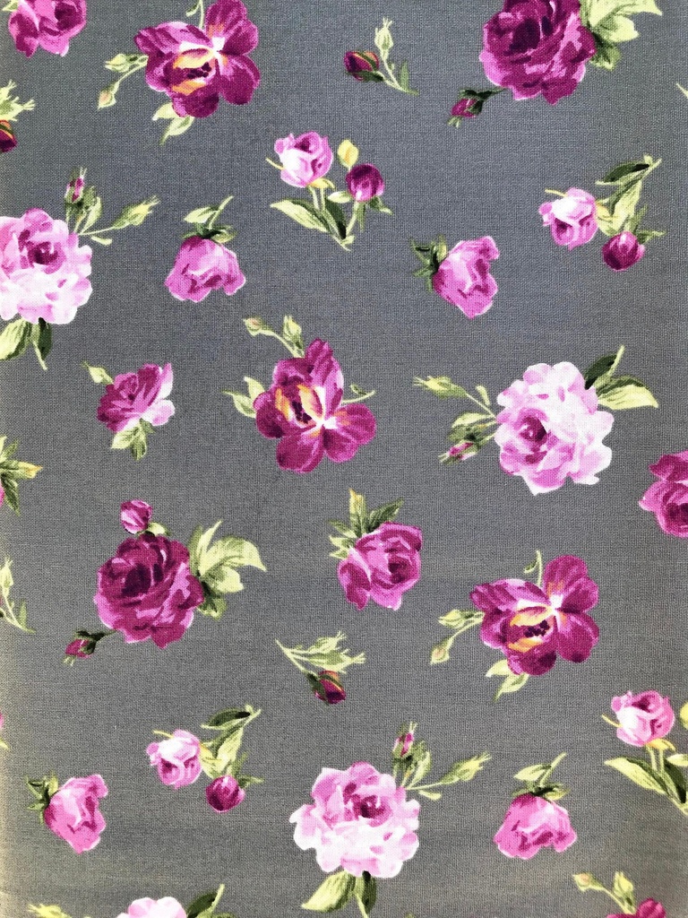 Pink, Purple Rose Cotton Fabric, Floral Fabric, Andover Fabrics