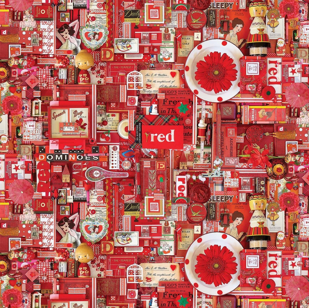 Red Collage Fabric, Shelley Davies, Northcott Fabric