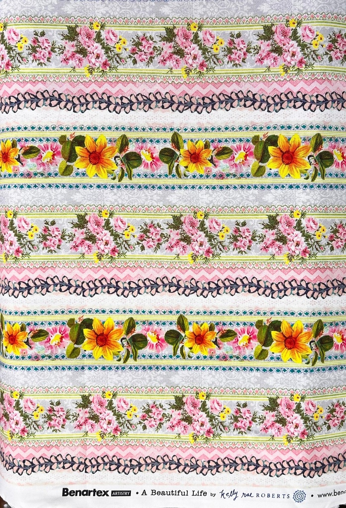 Striped Cotton Fabric, A Beautiful Life, Kelly Rae Roberts, Benartex Fabrics