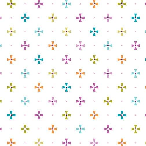 White Cotton Cross Fabric, Frolic by Amanda Murphy, Benartex Fabrics
