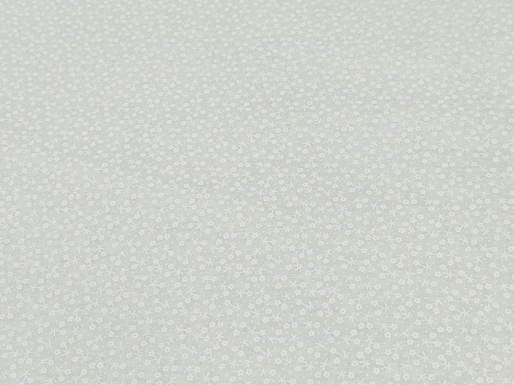 White Cotton Fabric, Mini Flowers, Fabric by the Yard, P&B Textiles