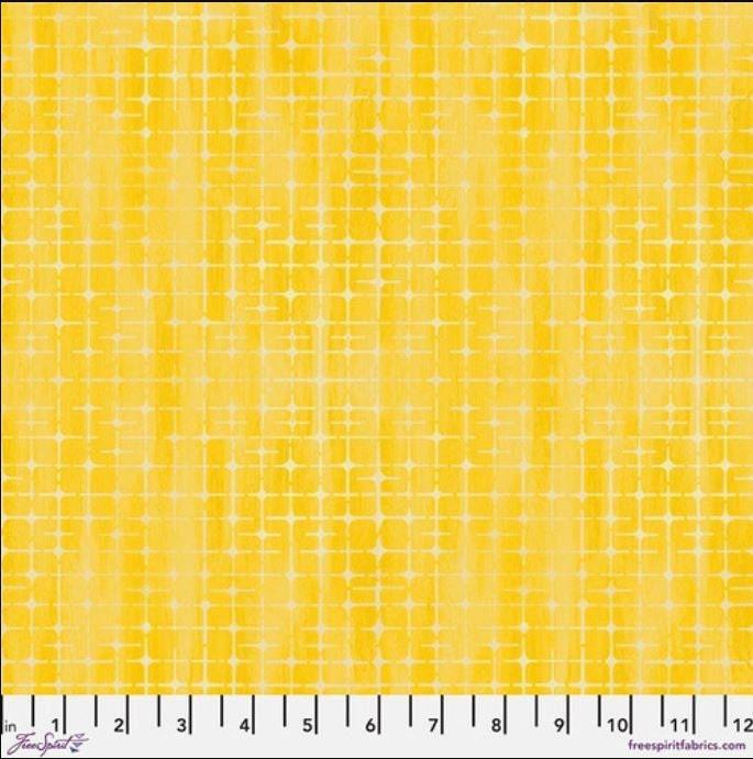 Yellow Plaid Quilting Fabric, Textures, Sue Penn, PWSP036, FreeSpirit