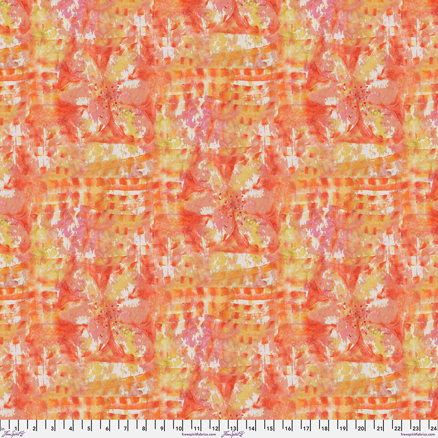 Tropical Orange Floral Fabric, Denise Burkitt, FreeSpirit Fabrics, Island Vacation