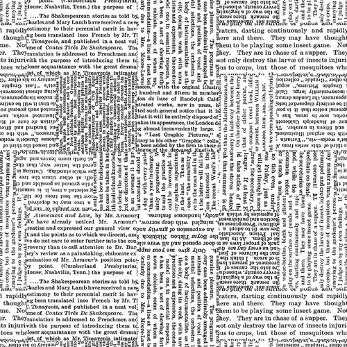 108" Newspaper Print WideBack, Blank Quilting