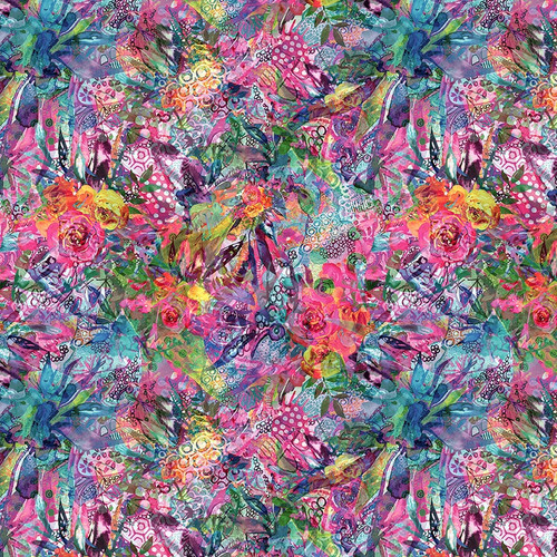 Gardenscape, Abstract Floral Blue, Blank Fabrics