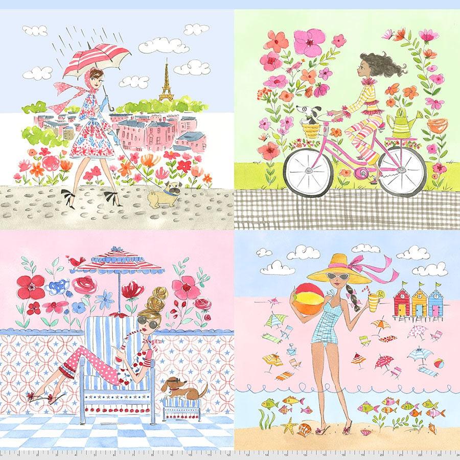 Calendar Girls, Spring Summer Panel, Anne Keenan Higgins, Free Spirit Fabrics