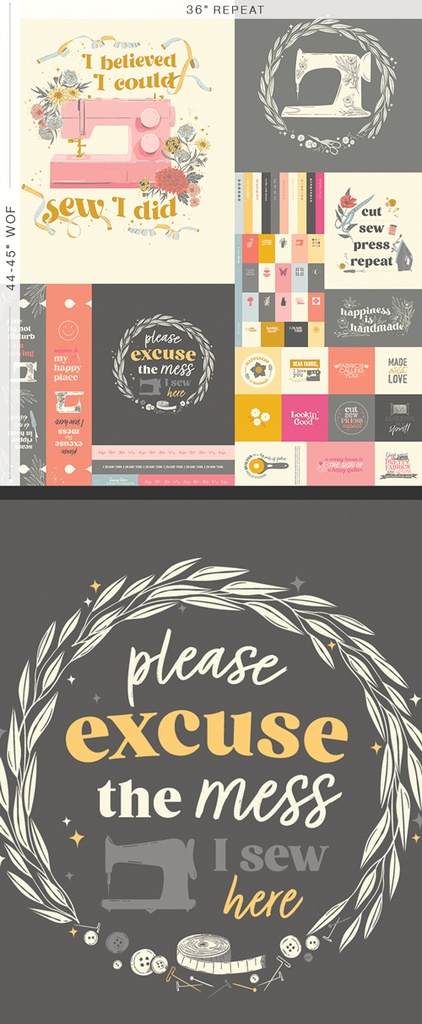 Happiness is Handmade Panel, Sew Obsessed, Art Gallery Fabrics